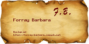 Forray Barbara névjegykártya